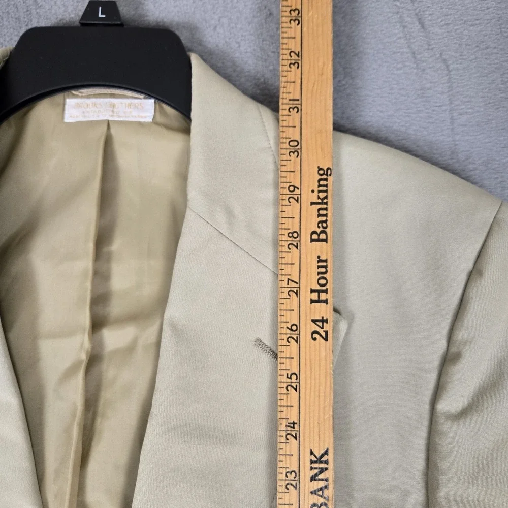 Vtg Brooks Brothers Blazer Mens 43R Summer Cotton Sportcoat Khaki USA Made